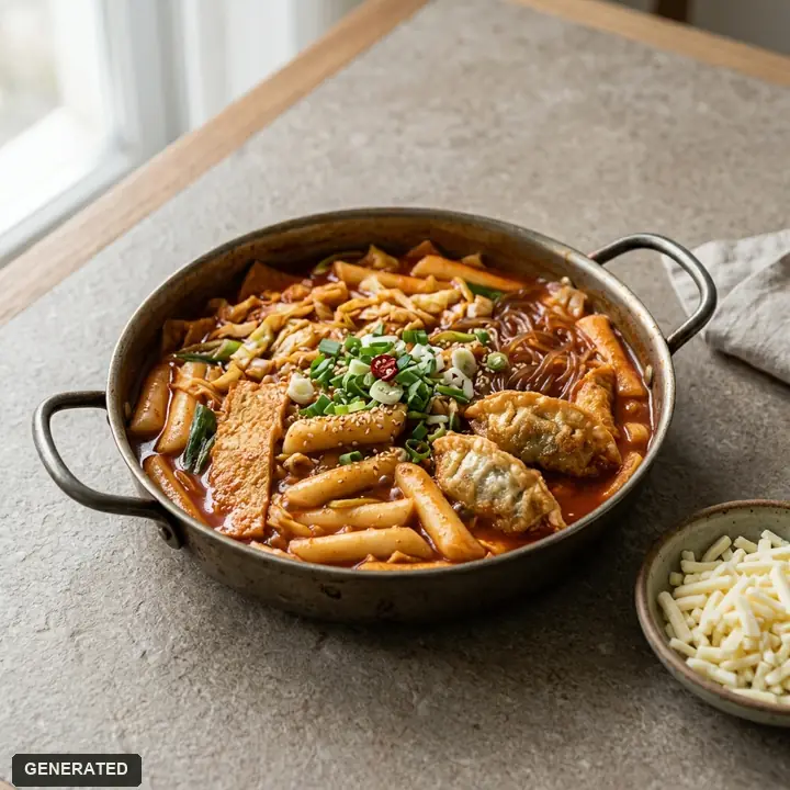 cheese tteokbokki (spicy rice cakes cooked at the table, small)