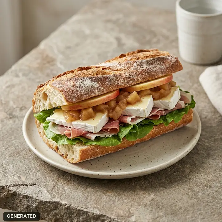 baguette sandwich with apple and brie