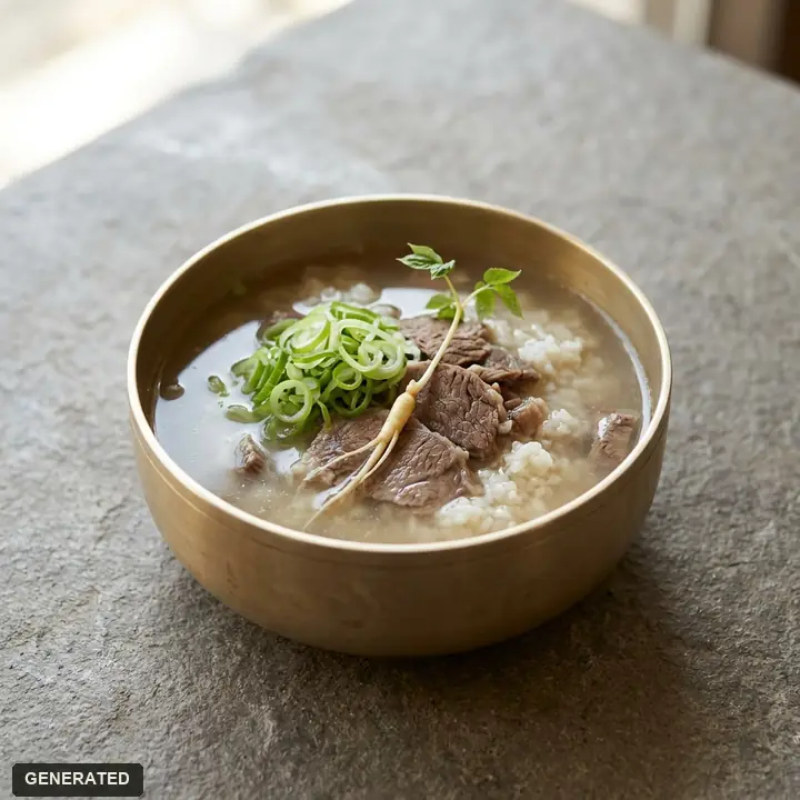 hanu gomtang (clear Korean beef soup with rice)