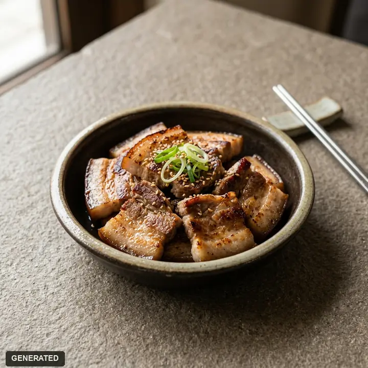 black pork ogyeopsal (grilled pork belly with skin)