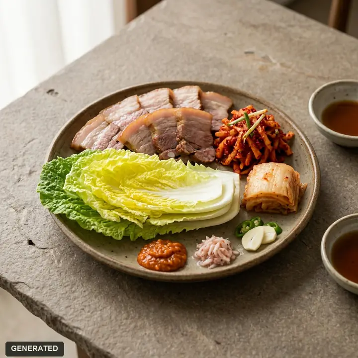 saengbaechu bossam (pork slices with fresh napa cabbage), small
