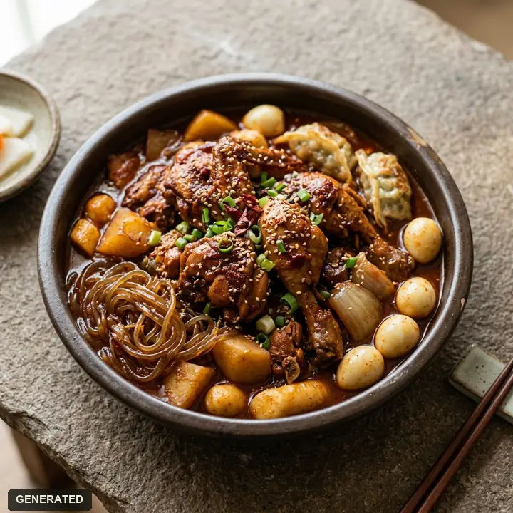 donggung hwanggeum jjimdak, medium, bone-in (soy-braised chicken with glass noodles)