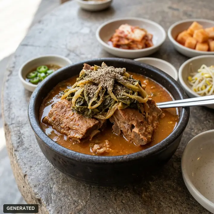 ppyeo-haejangguk (pork backbone soup, one bowl), plain and spicy
