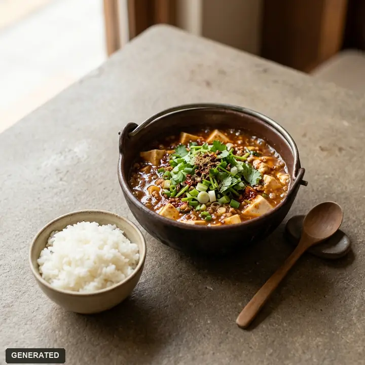 mapo sotdubu (soft tofu made at your table, topped with mapo sauce)