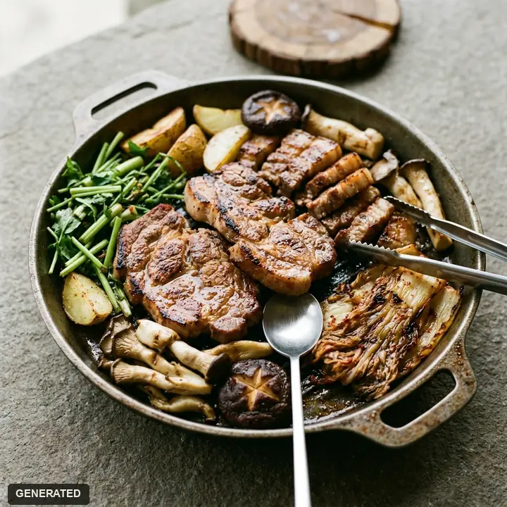 thick aged moksal (grilled pork neck) set