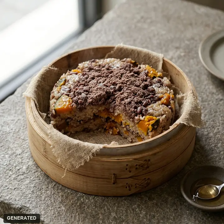 patbingsu (milk shaved ice with sweet red beans)
