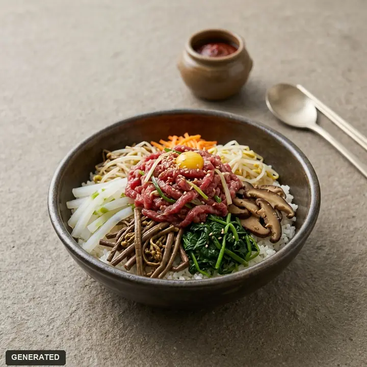 dolsot bibimbap (rice bowl in a hot stone pot)