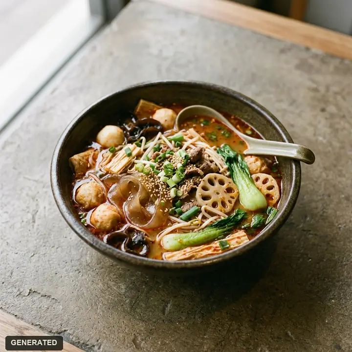 malatang (spicy Sichuan-style soup, level 1)