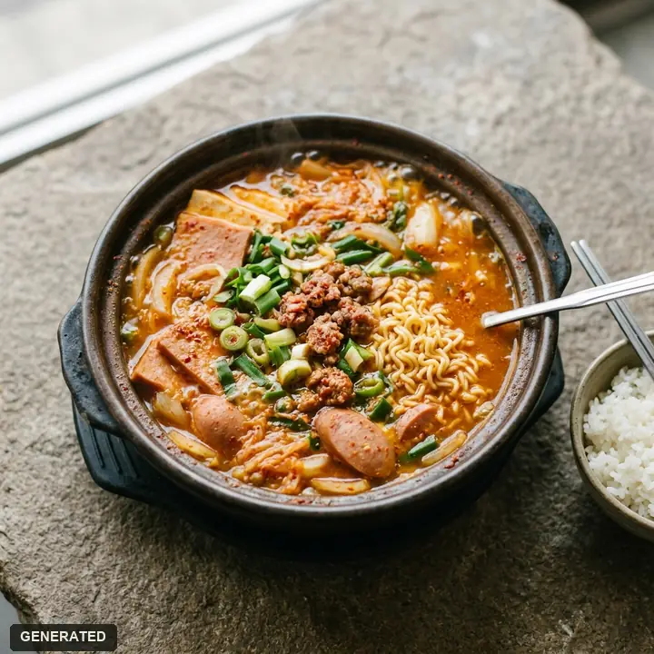 budae-jjigae (army stew with ham and sausage)