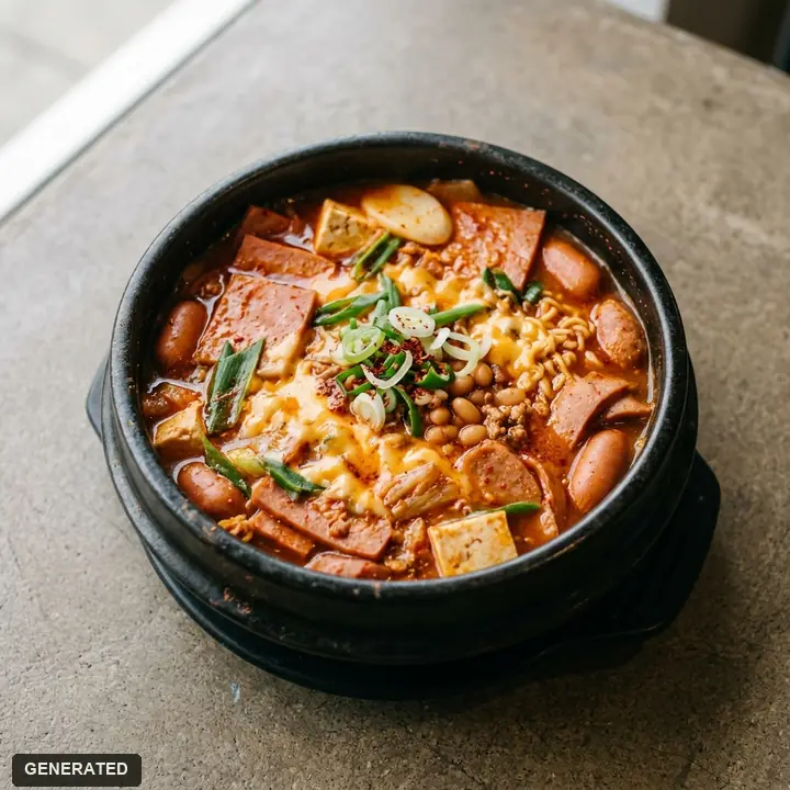 budae-jjigae (army stew with ham and sausage)