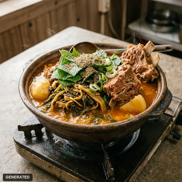 gamjatang (pork bone stew with potato)