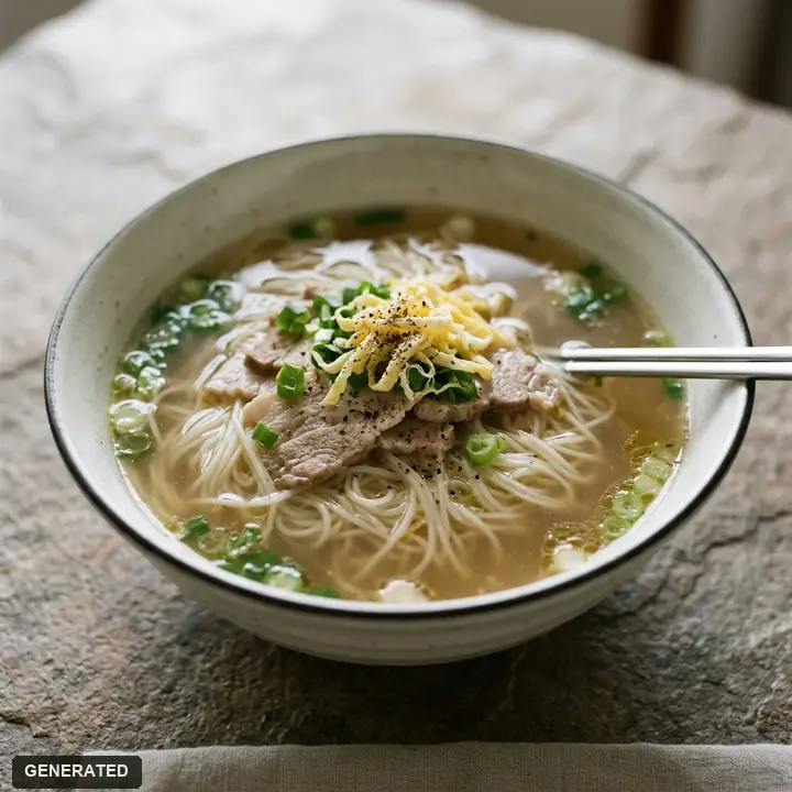 baekmyeon (rice noodles in clear seafood broth)