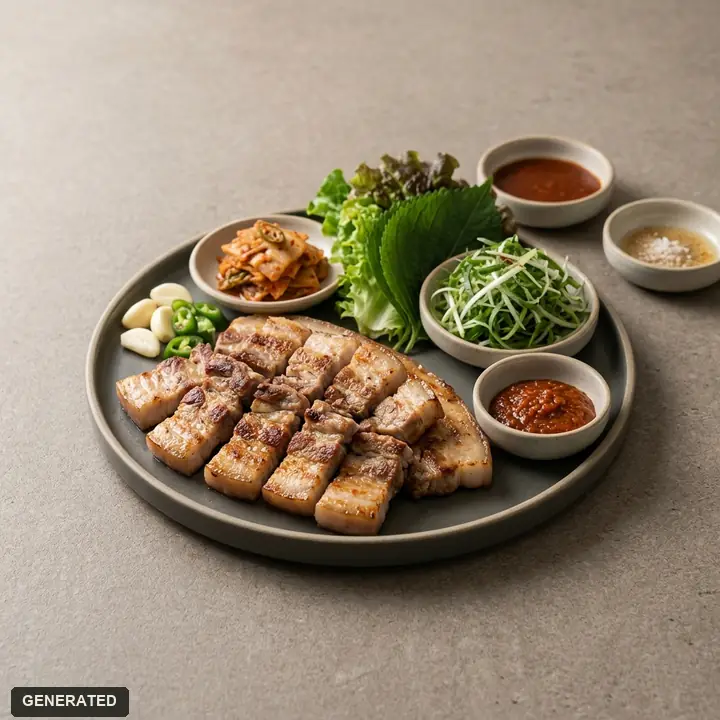 samgyeopsal and moksal (thick pork belly and pork neck)