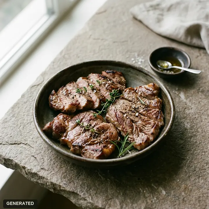 Iberico pluma (tender pork shoulder cut, grilled by staff)