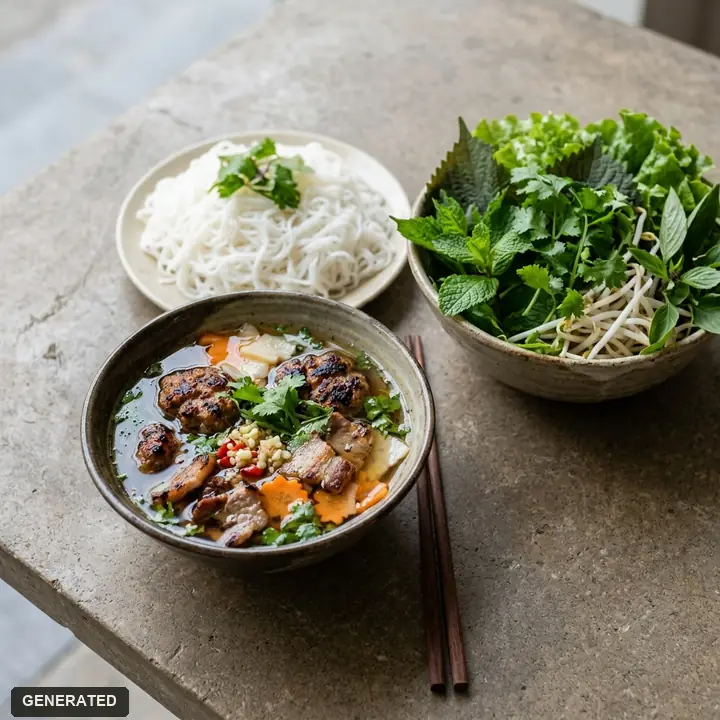 pho (Vietnamese rice noodle soup)