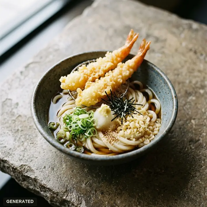 kake udon (hot udon in a light bonito broth)