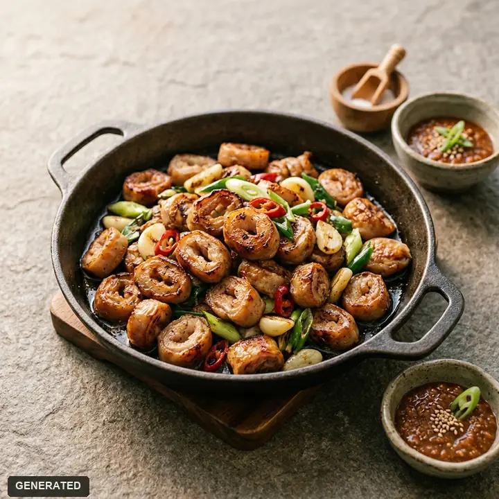 Maksamga makchang (grilled pork large intestine)
