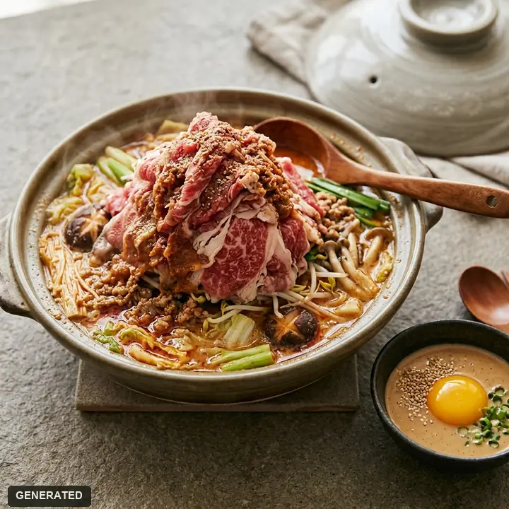 beef tantan nabe (Japanese hot pot with sesame broth)