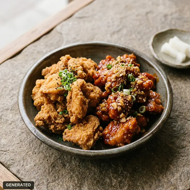 boneless half-and-half fried chicken (plain and garlic)
