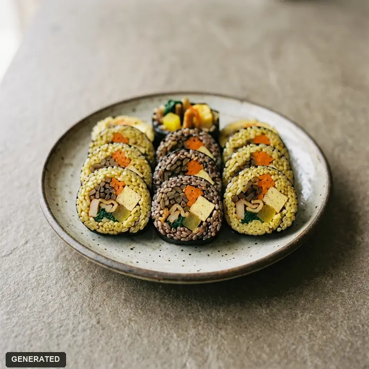 gimbap (seaweed rice rolls with sweet-and-sour rice)