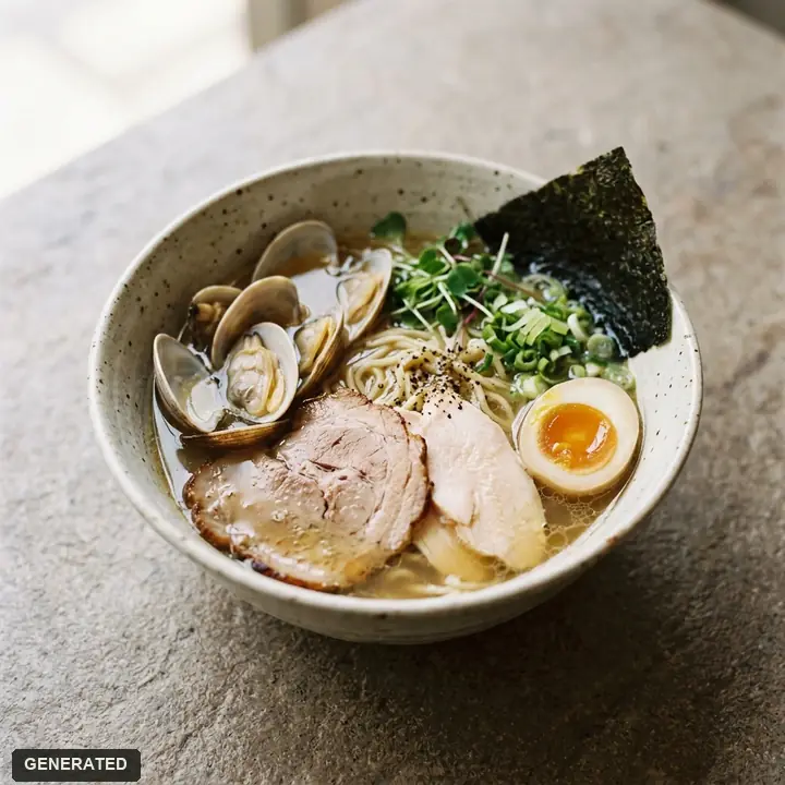 Olimen ramen (clear, light broth)