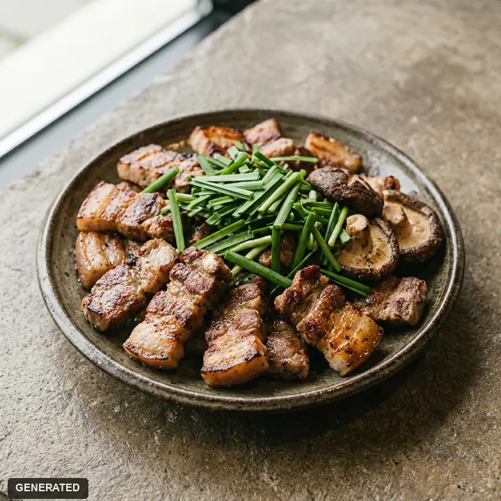 jaeraesik sogeum-gui (salt-grilled black pork belly)