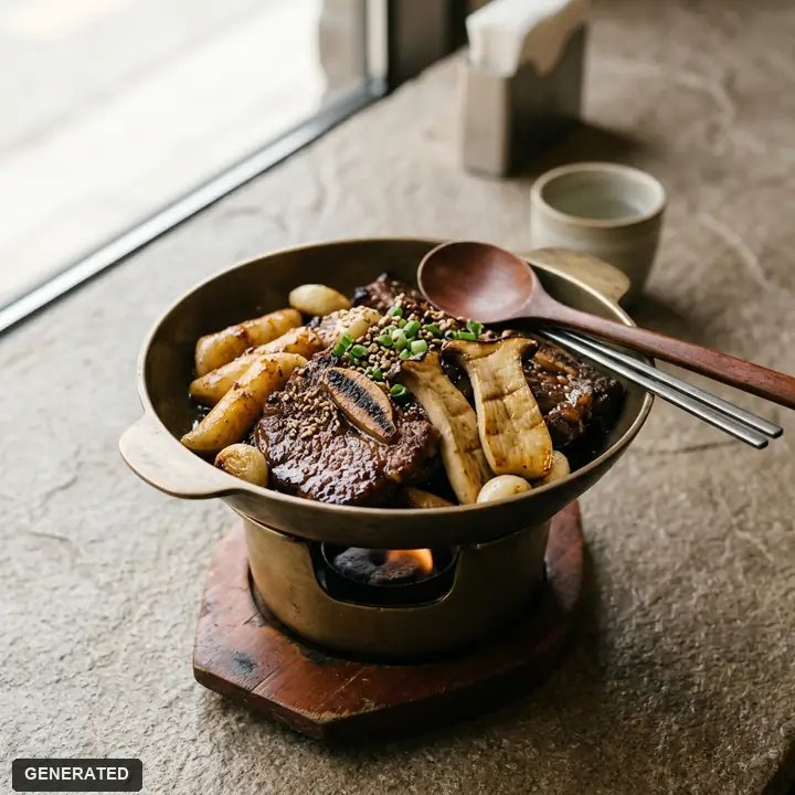 hanwoo yangnyeom so-galbi (Korean beef ribs in sweet soy marinade)