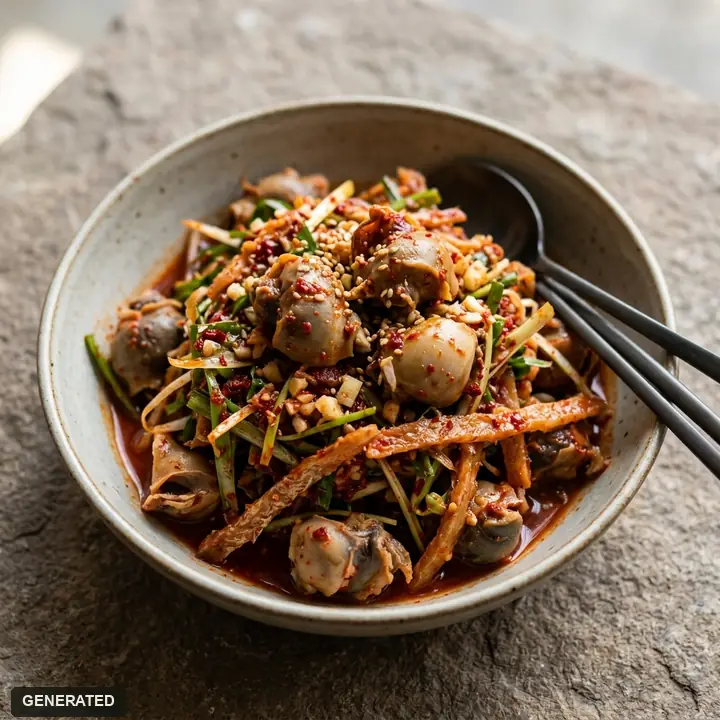 golbaengi muchim (spicy sea snail salad)