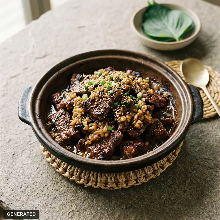 garlic sogalbisal (grilled beef rib meat with garlic)