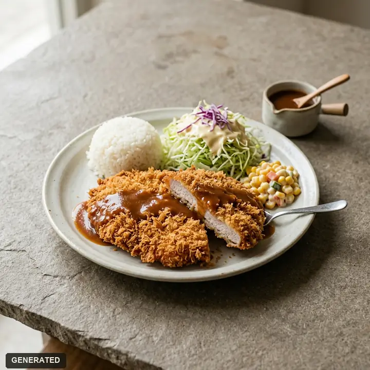 pork cutlet in a hot stone pot with spicy sauce and corn cheese