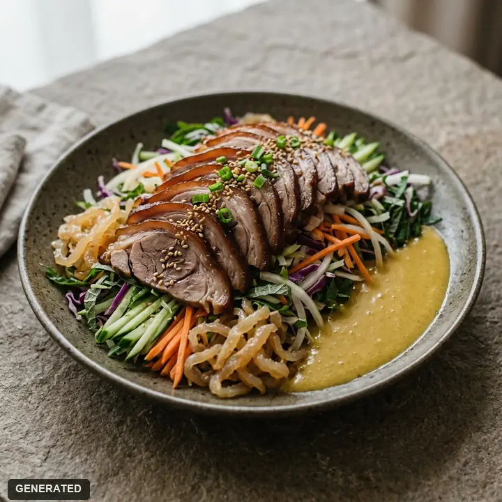naengchae jokbal (cold pork trotters with mustard salad)