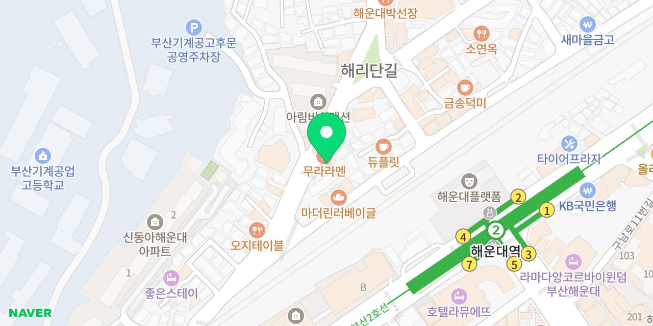 Map showing where Mura Ramen Haeridan-gil Bonjeom is
