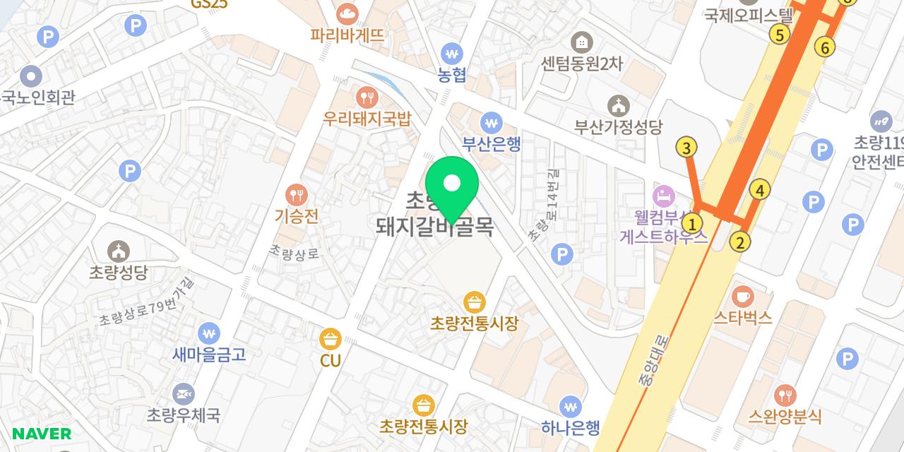 Map showing where Choryang Hyeongje Galbi is