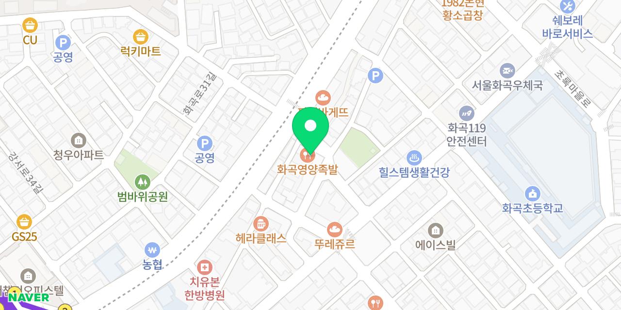 Map showing where Hwagok Yeongyang Jokbal is