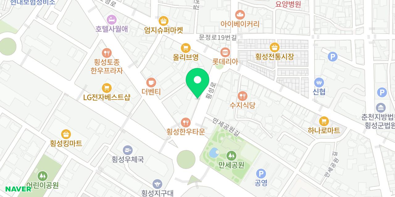 Map showing where Hoengseong Hanu Town is