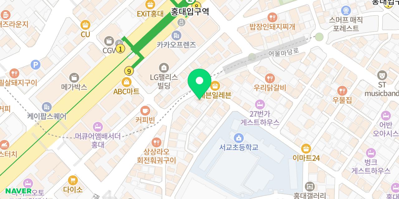 통통돼지뽈살 위치가 표시된 지도