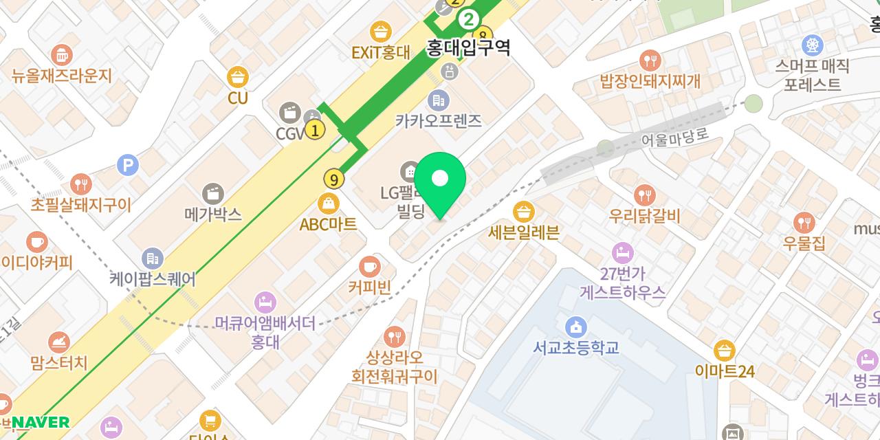 Map showing where Misseu Jokbal Hongdae Bonjeom is