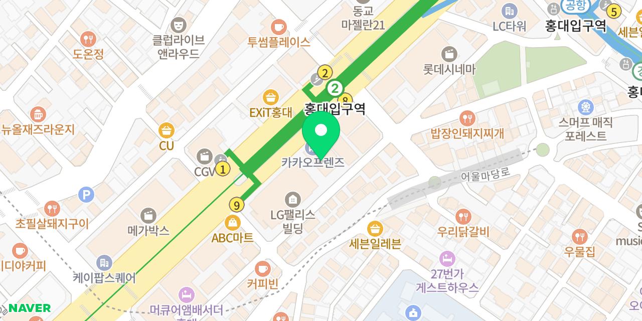 Map showing where Gongmihak Mapo Hongdae is