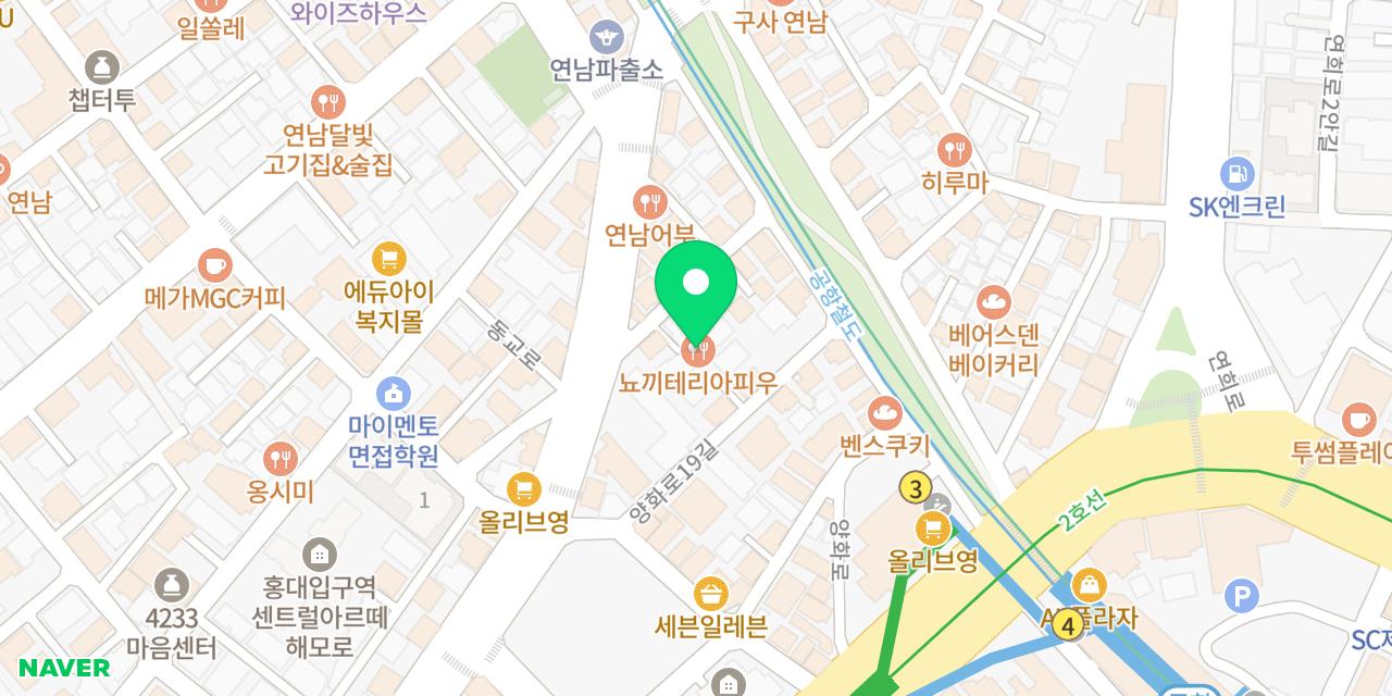 뇨끼테리아 피우 위치가 표시된 지도