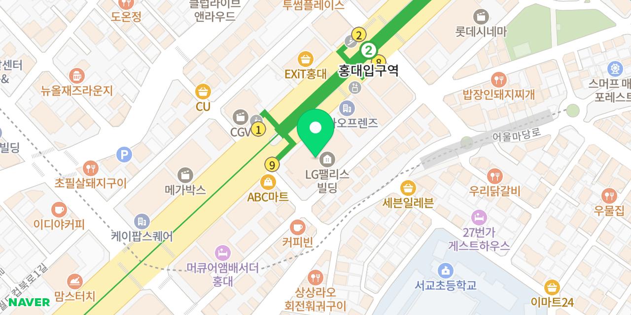 평안도 상원냉면 위치가 표시된 지도