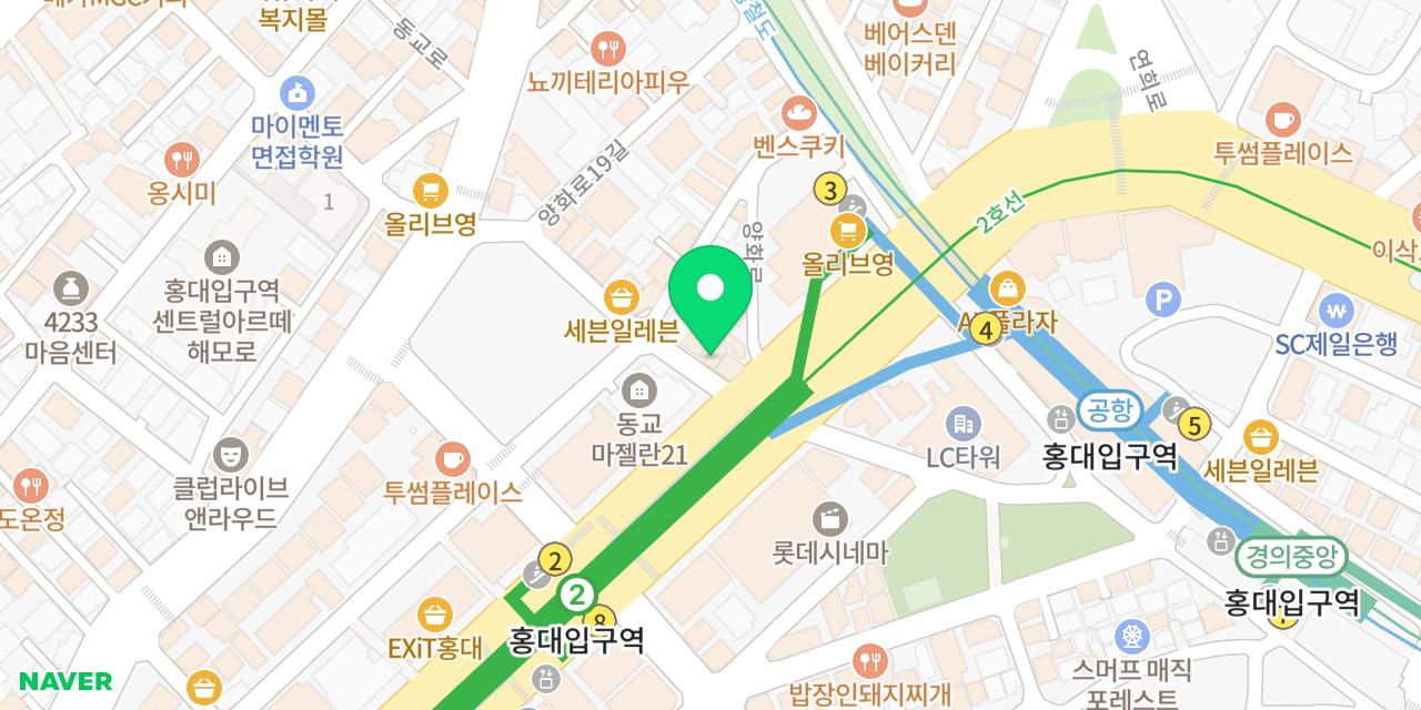 산장물갈비 위치가 표시된 지도