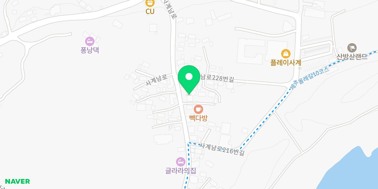Map showing where Olle Madang Jeju Sanbangsan-jeom is