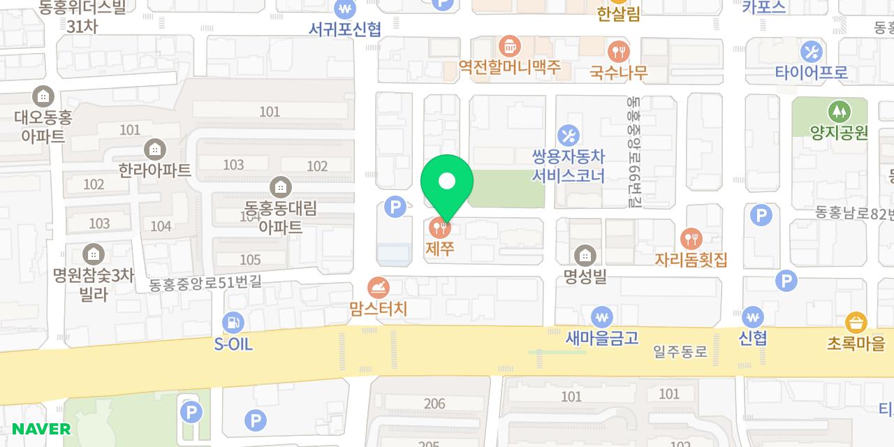Map showing where Jejju Donghong-jeom is