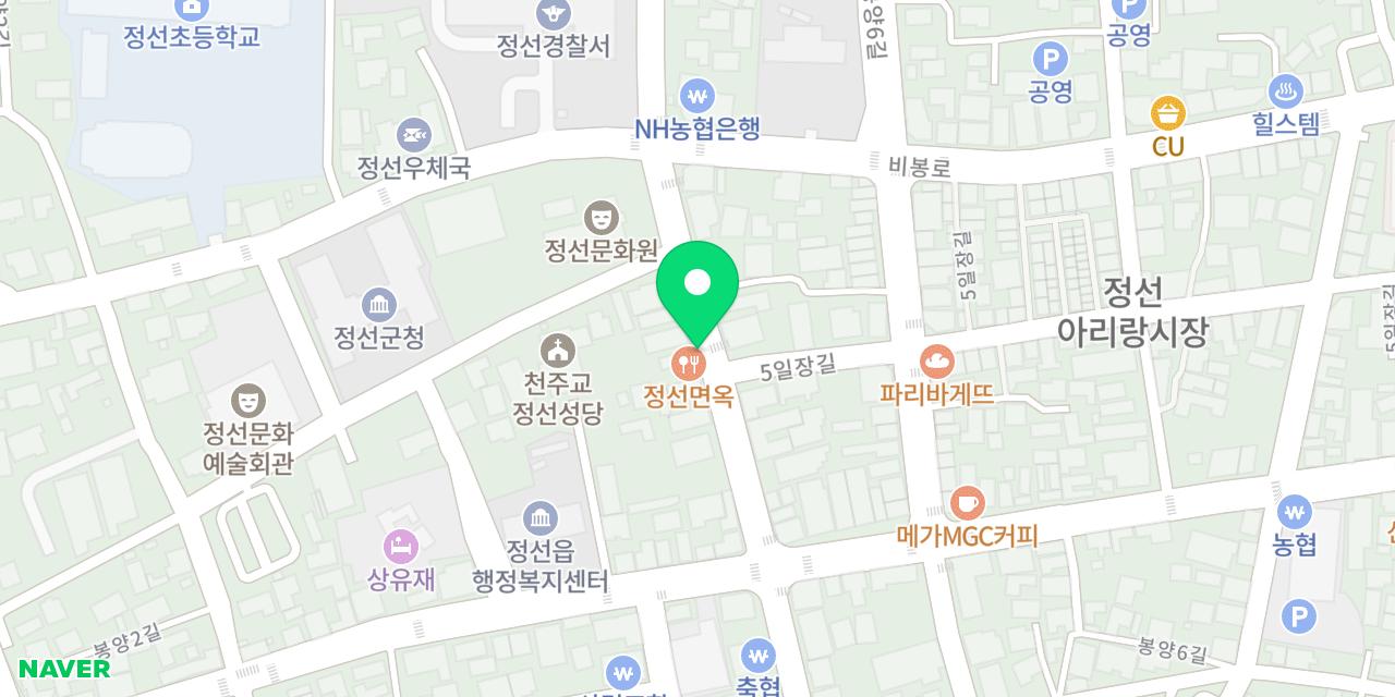 Map showing where Jeongseon Myeonok is