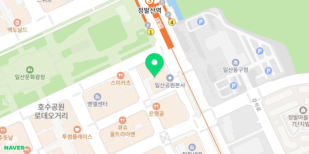 양은이네 정발산역점 위치가 표시된 지도