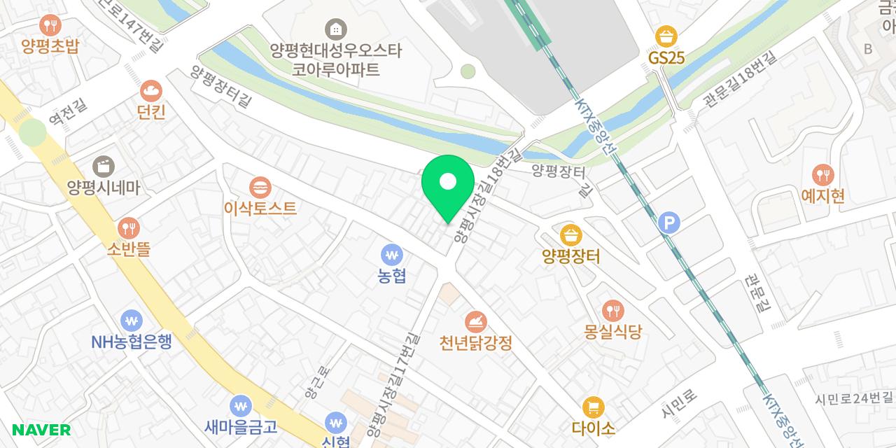 양평38닭강정 양평시장점 위치가 표시된 지도