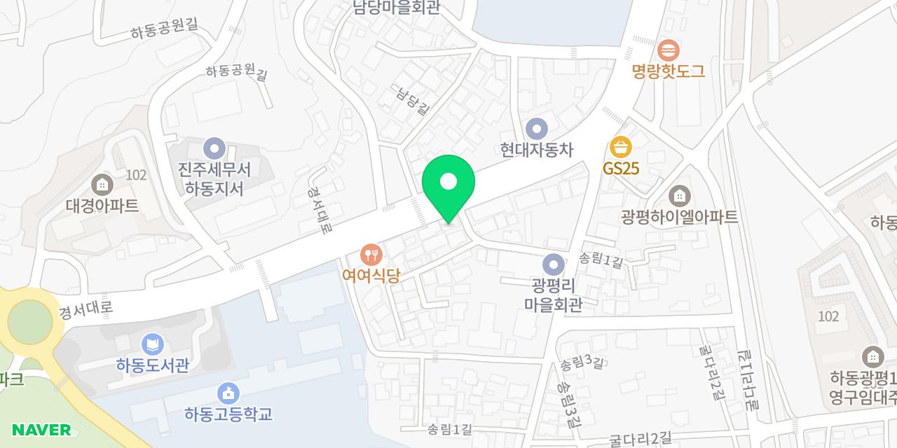 부흥재첩식당 위치가 표시된 지도