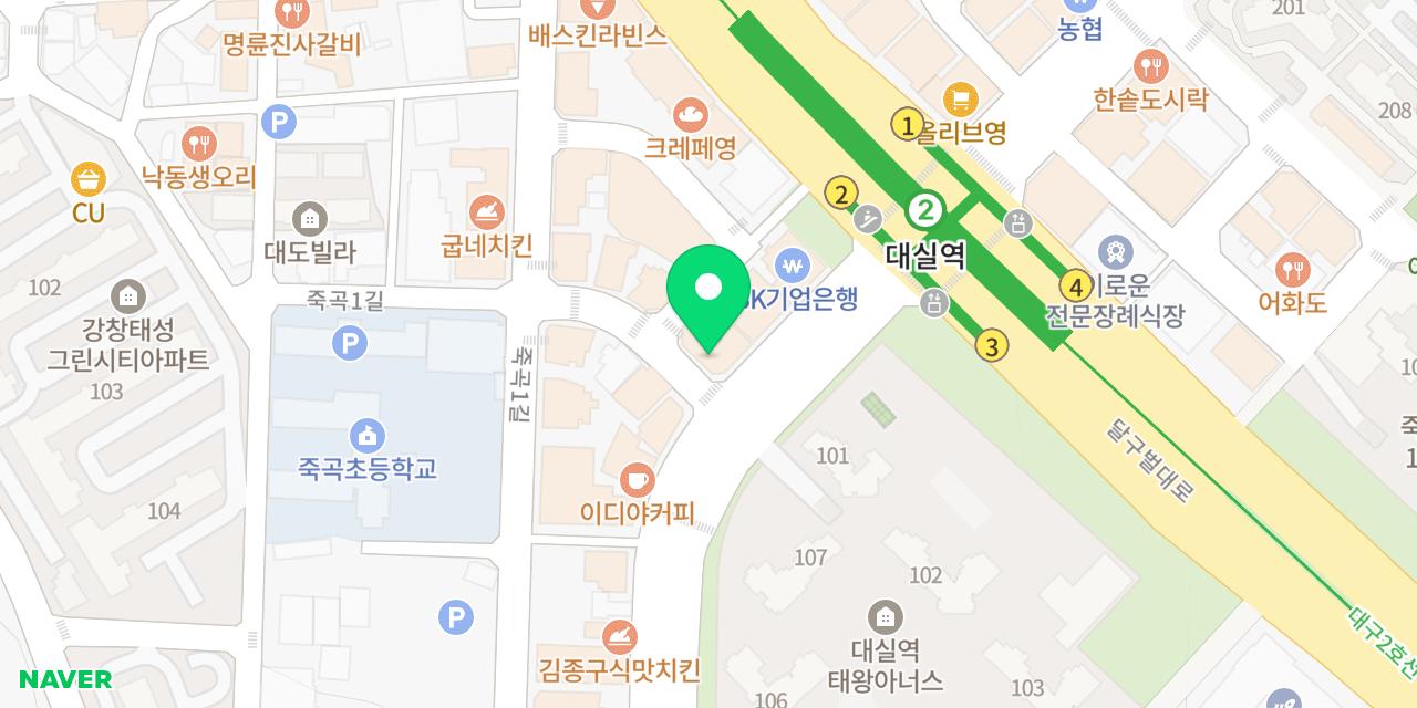동성로쭈꾸미 다사대실역점 위치가 표시된 지도
