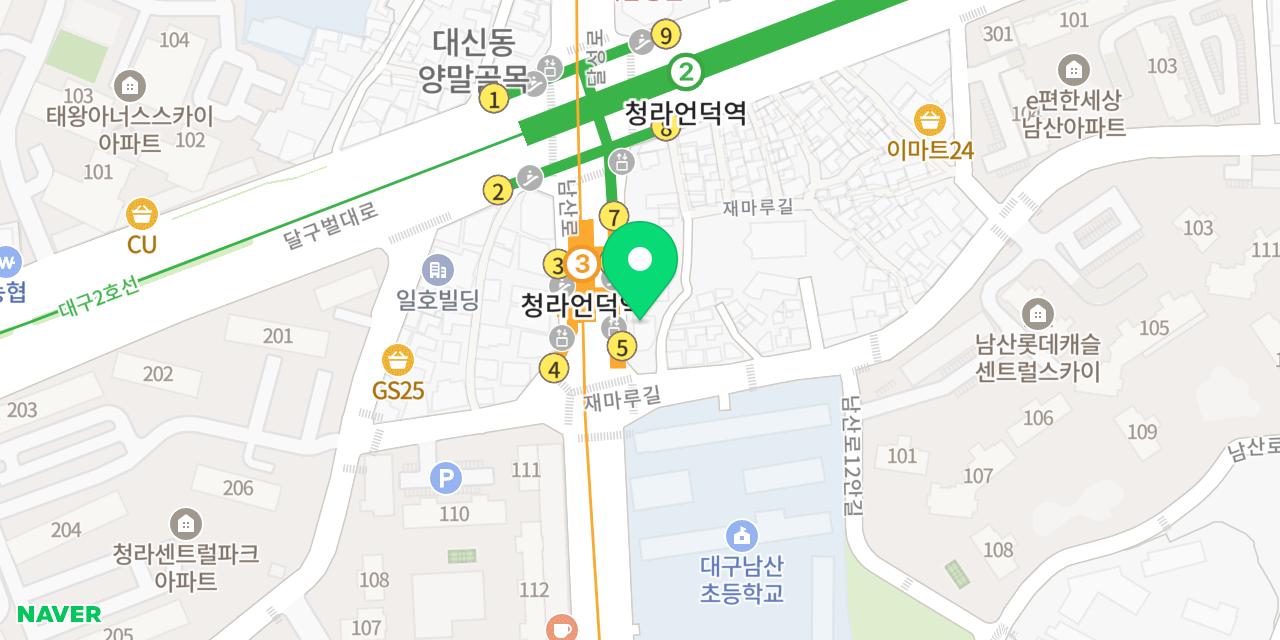 동인식육식당 남산점 위치가 표시된 지도