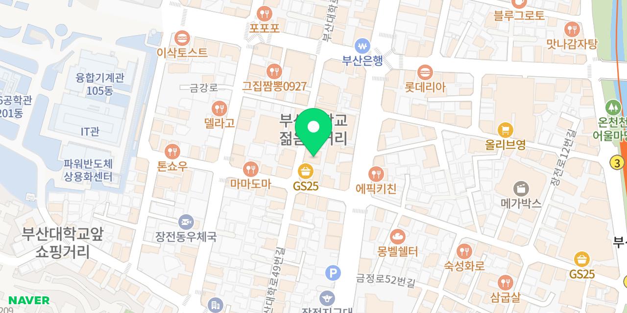 행님포차 부산대점 위치가 표시된 지도